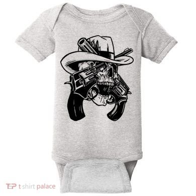 Cool Skull Guns Crossbones Baby Bodysuit