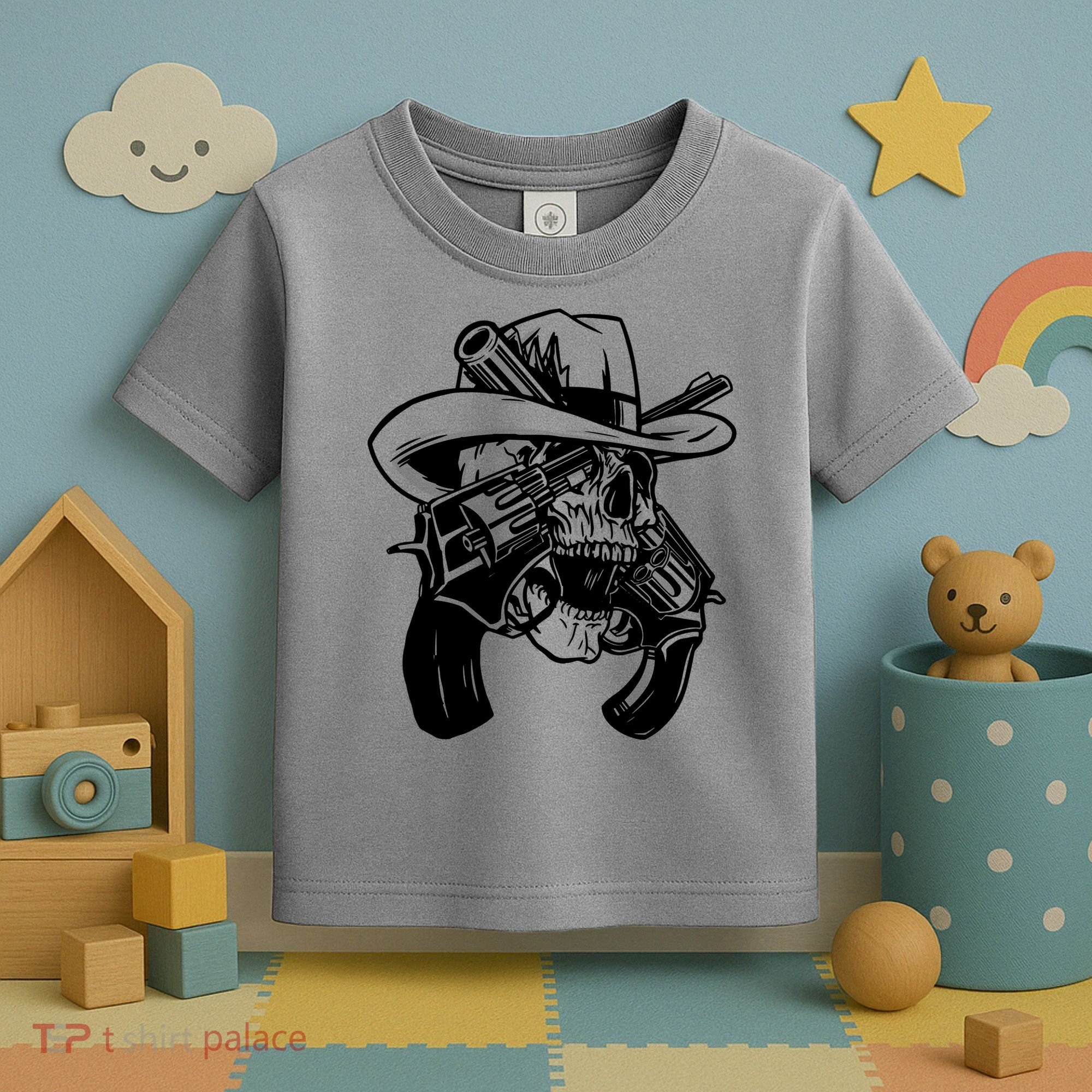 Cool Skull Guns Crossbones Toddler T-Shirt