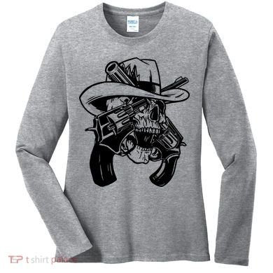 Cool Skull Guns Crossbones Women's Long Sleeve Shirt