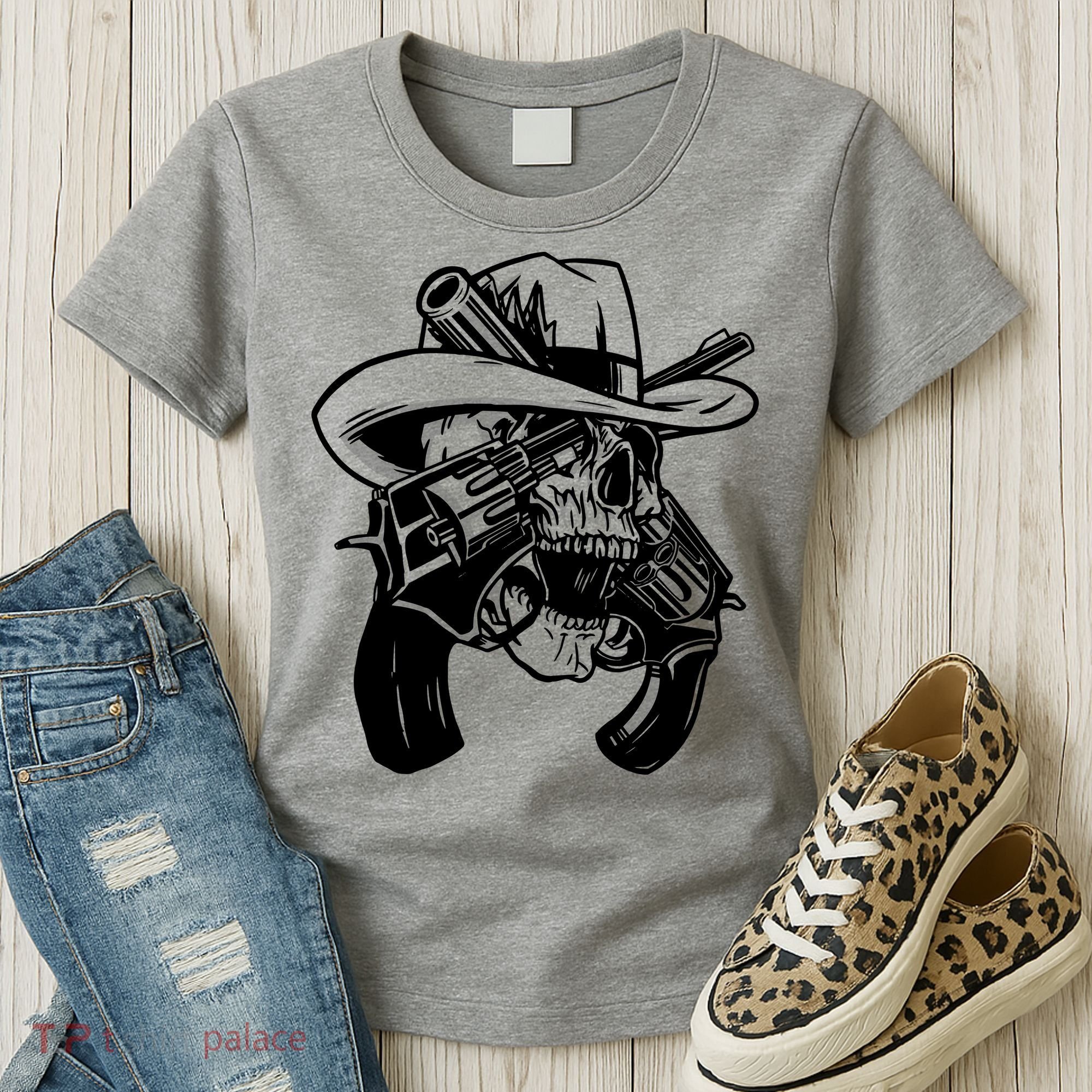 Cool Skull Guns Crossbones Women's T-Shirt