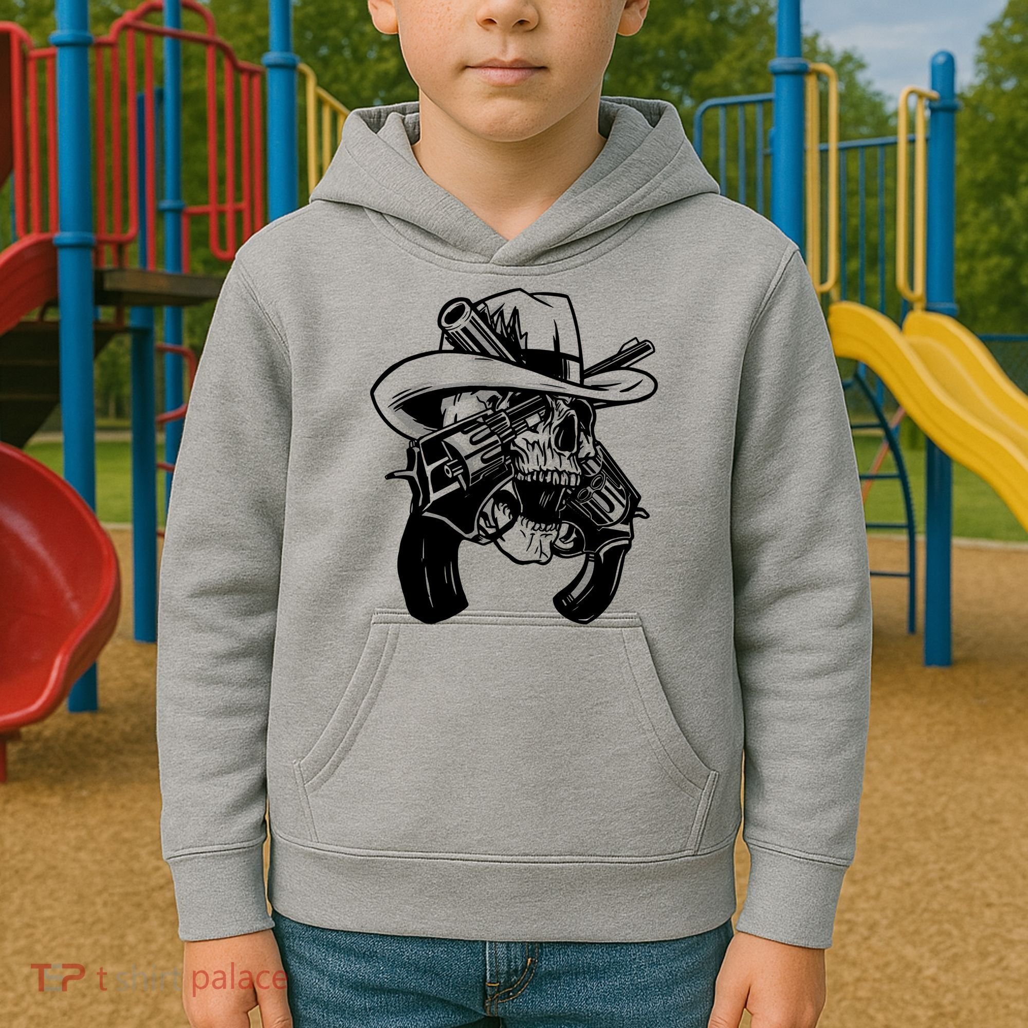 Cool Skull Guns Crossbones Kids Hoodie