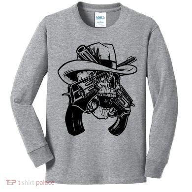 Cool Skull Guns Crossbones Kids Long Sleeve Shirt