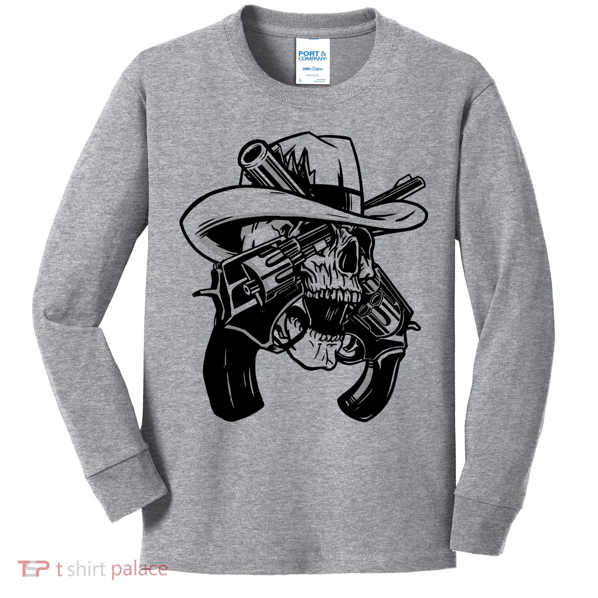 Cool Skull Guns Crossbones Kids Long Sleeve Shirt