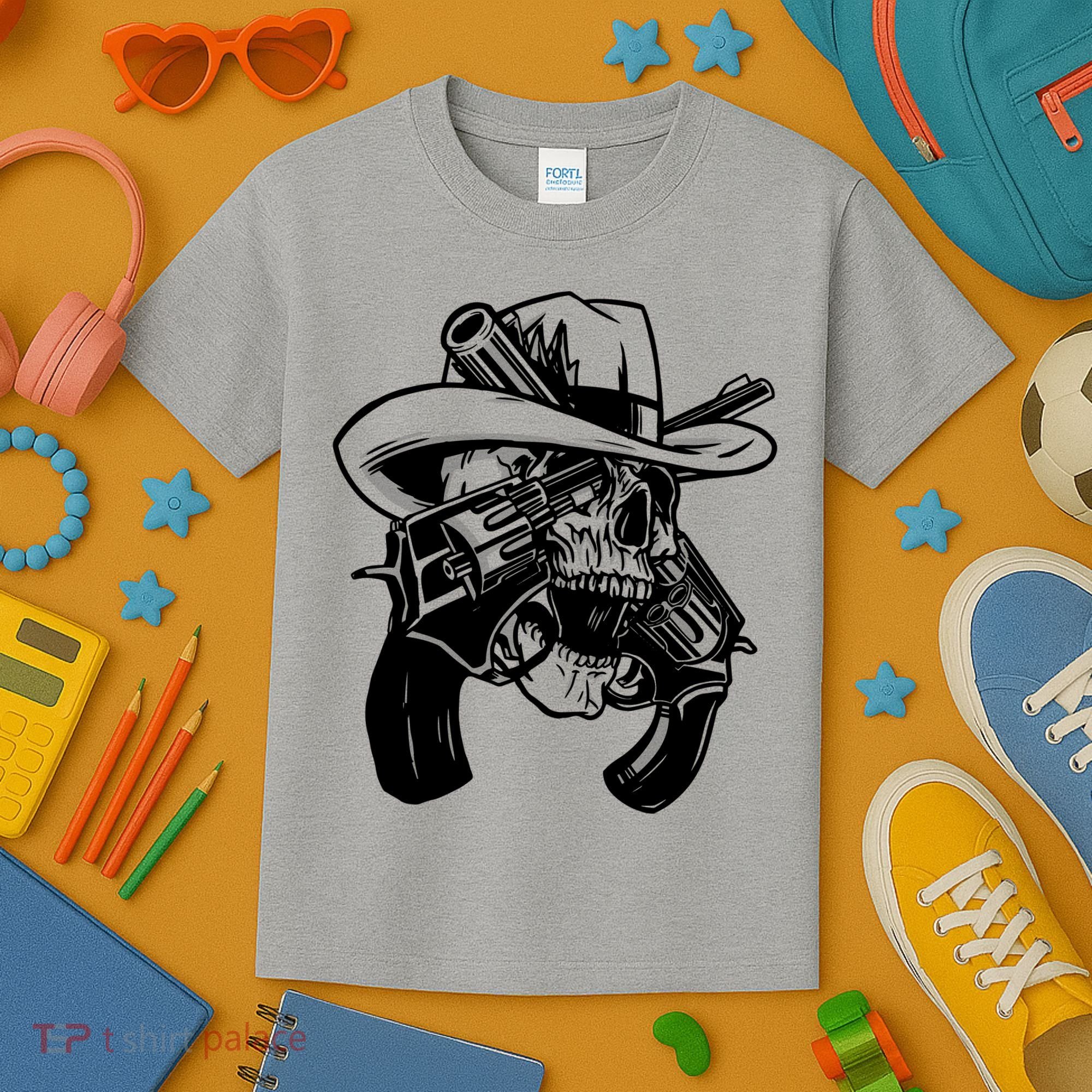 Cool Skull Guns Crossbones Kids T-Shirt