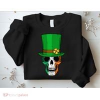 Cool St. Patricks Day Irish Skull Sweatshirt thumb 2