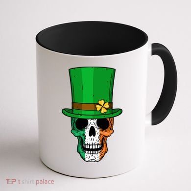Cool St. Patricks Day Irish Skull Coffee Mug back