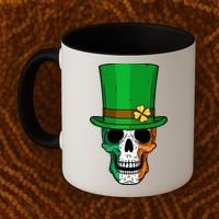 Cool St. Patricks Day Irish Skull Coffee Mug thumb 2
