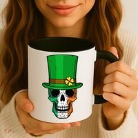 Cool St. Patricks Day Irish Skull Coffee Mug thumb 3