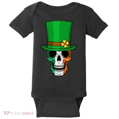Cool St. Patricks Day Irish Skull Baby Bodysuit