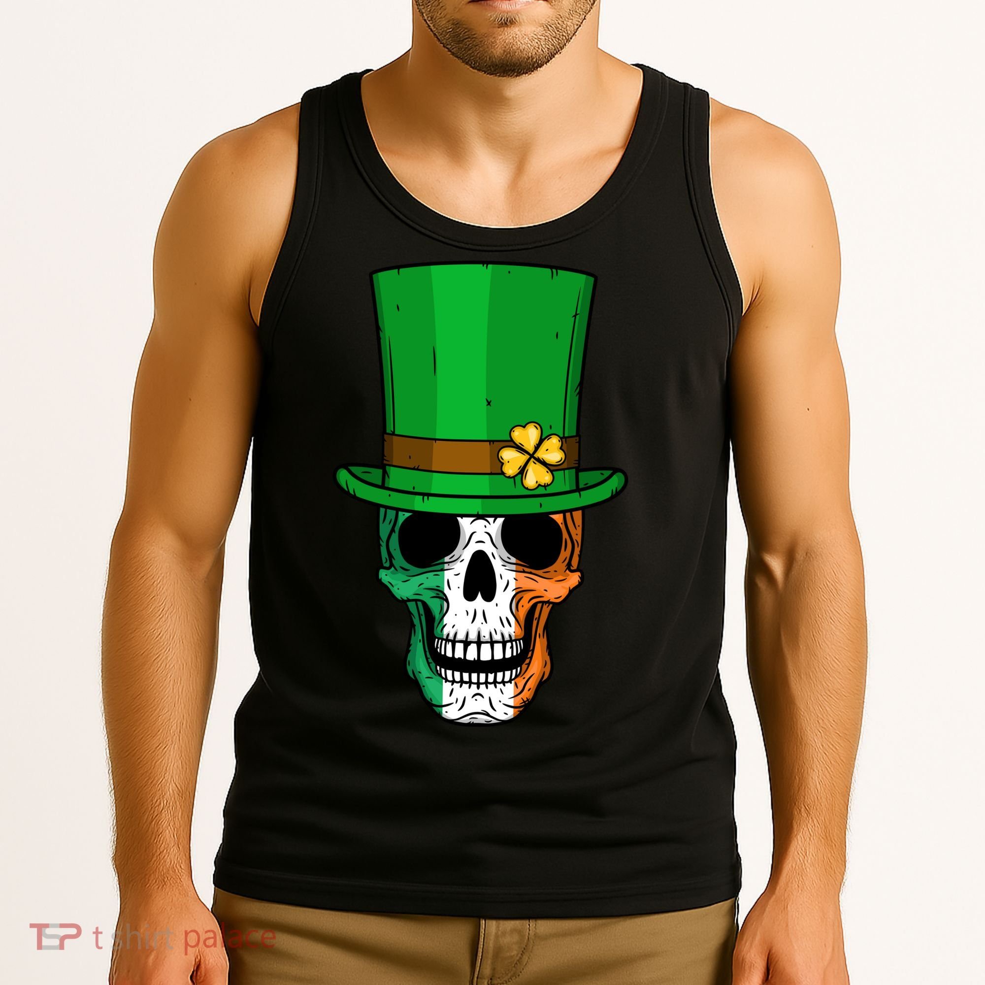 Cool St. Patricks Day Irish Skull Tank Top
