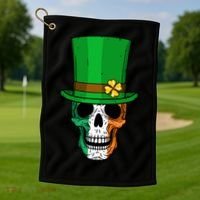 Cool St. Patricks Day Irish Skull Golf Towel thumb 1