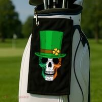 Cool St. Patricks Day Irish Skull Golf Towel thumb 2