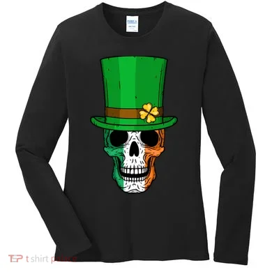 Cool St. Patricks Day Irish Skull Women's Long Sleeve Shirt
