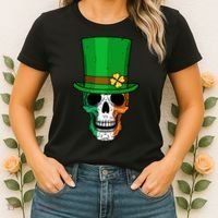 Cool St. Patricks Day Irish Skull Women's T-Shirt thumb 2