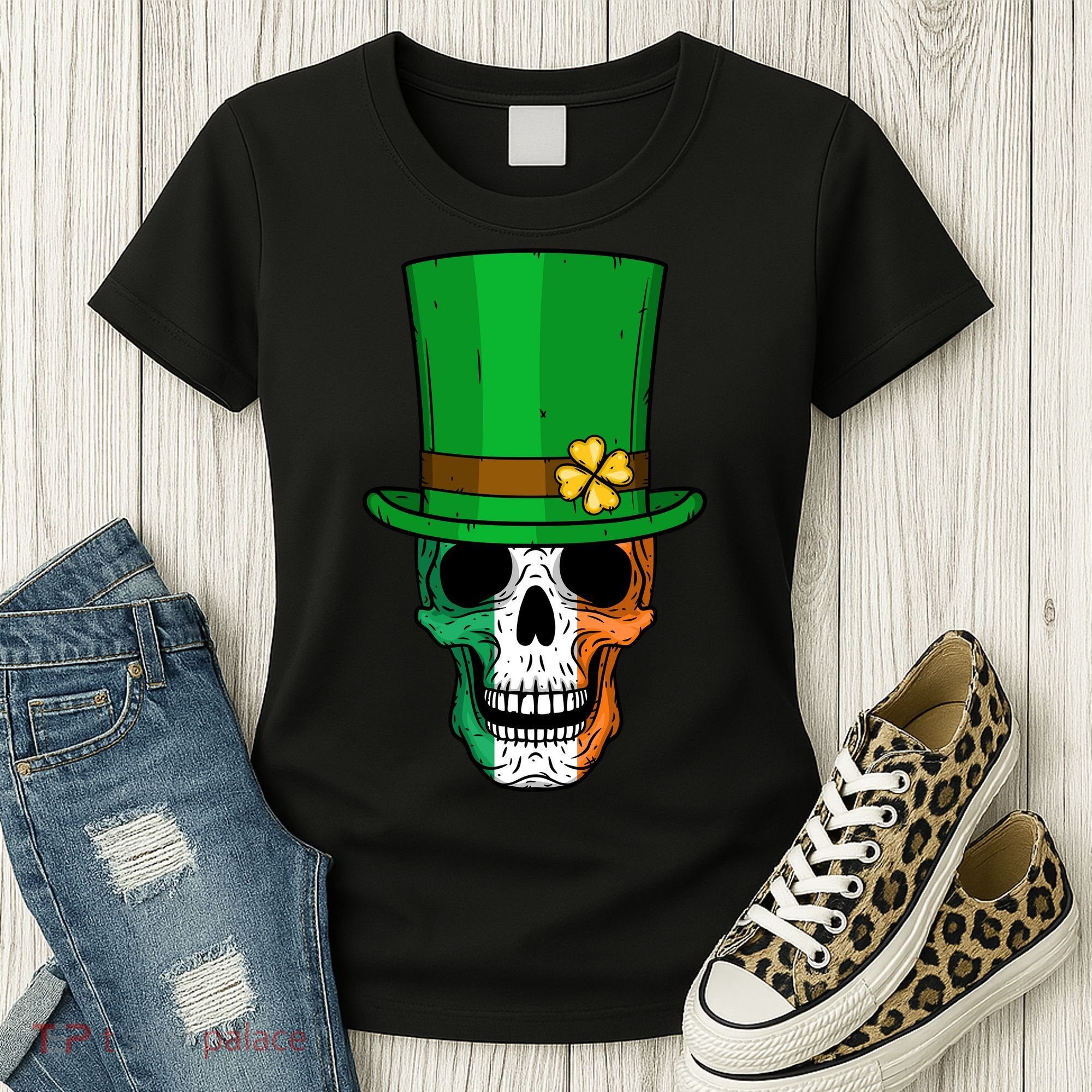 Cool St. Patricks Day Irish Skull Women's T-Shirt