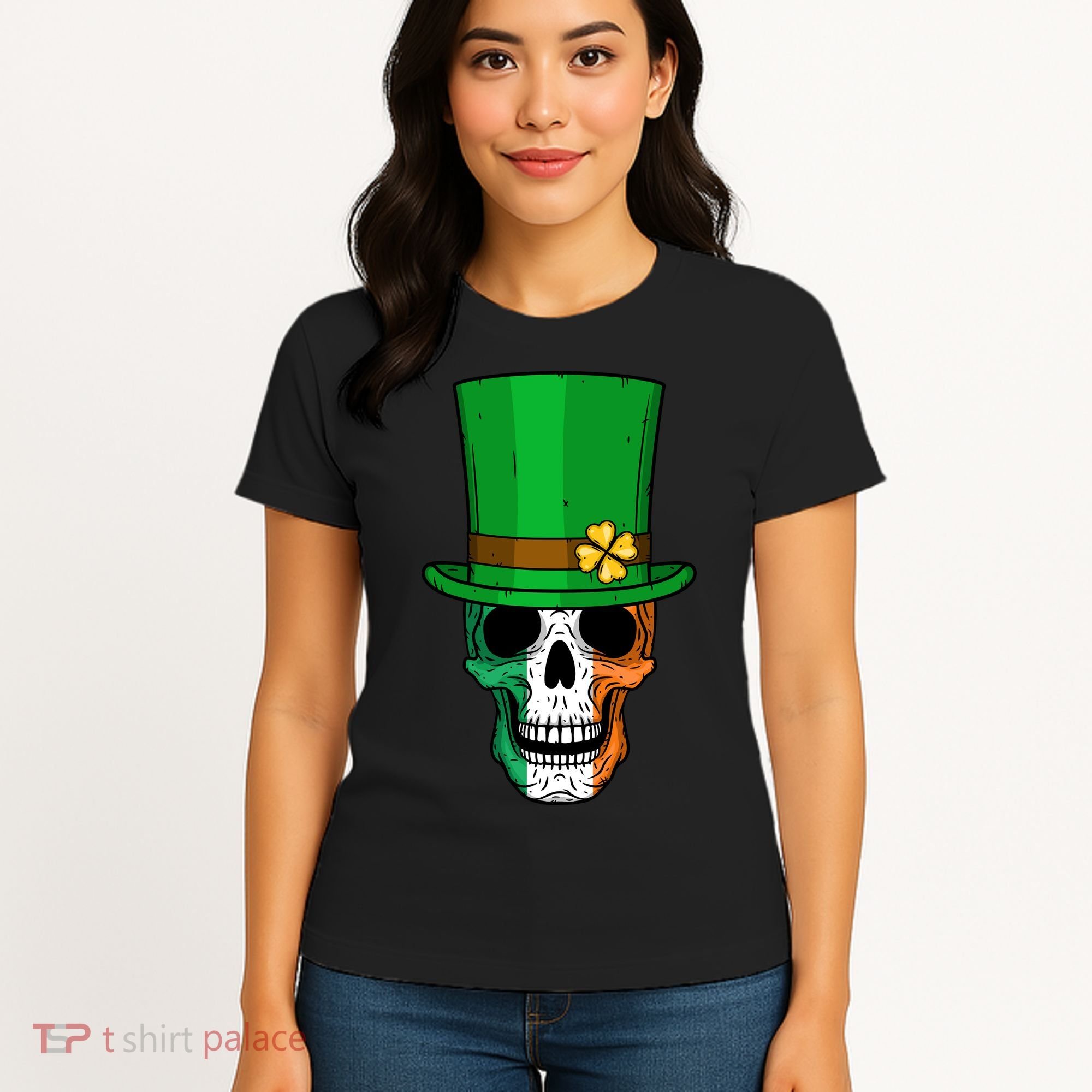 Cool St. Patricks Day Irish Skull Women's T-Shirt
