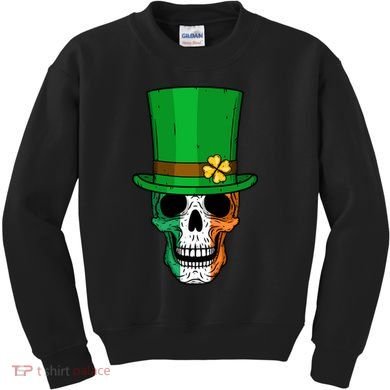 Cool St. Patricks Day Irish Skull Kids Sweatshirt