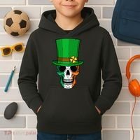 Cool St. Patricks Day Irish Skull Kids Hoodie thumb 2