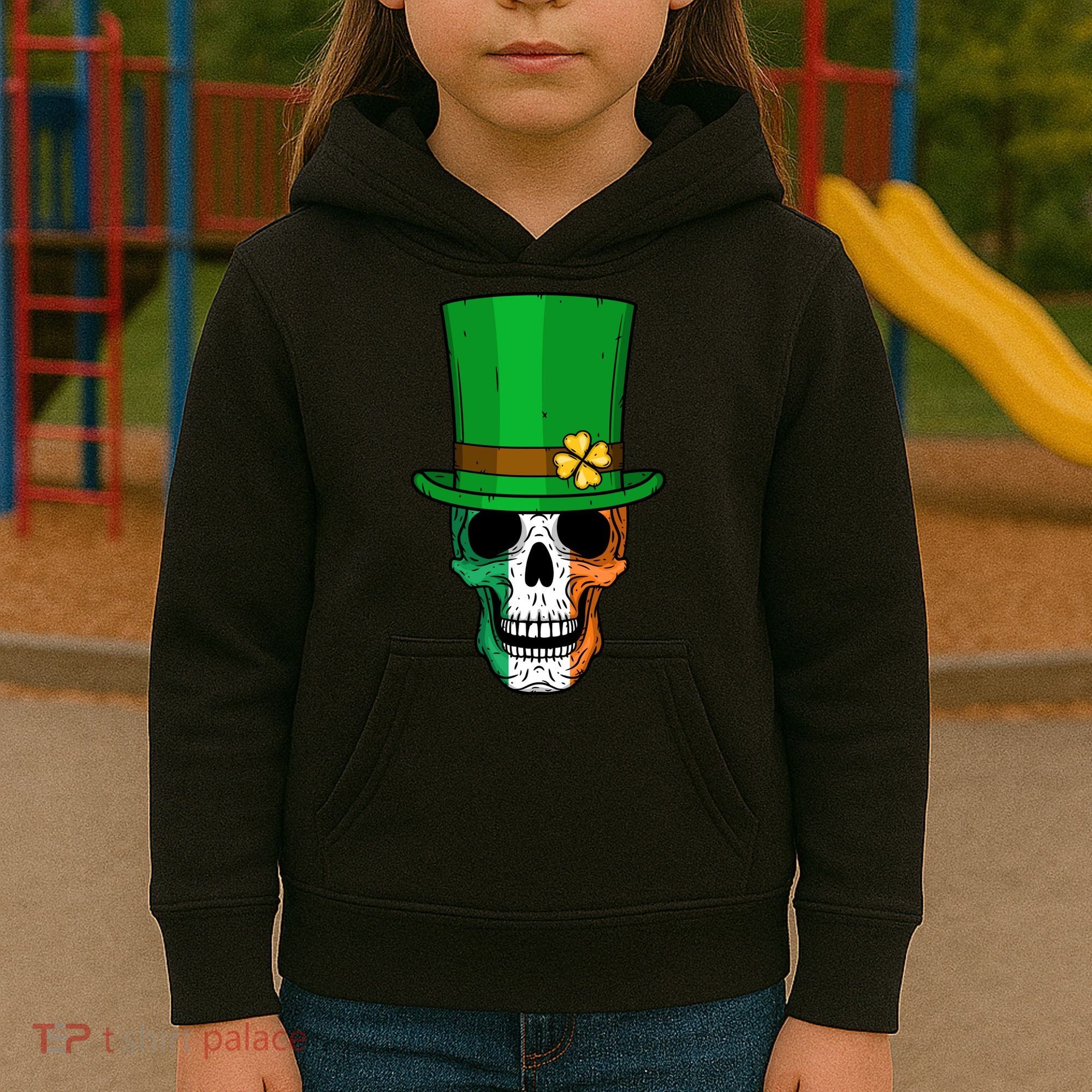 Cool St. Patricks Day Irish Skull Kids Hoodie