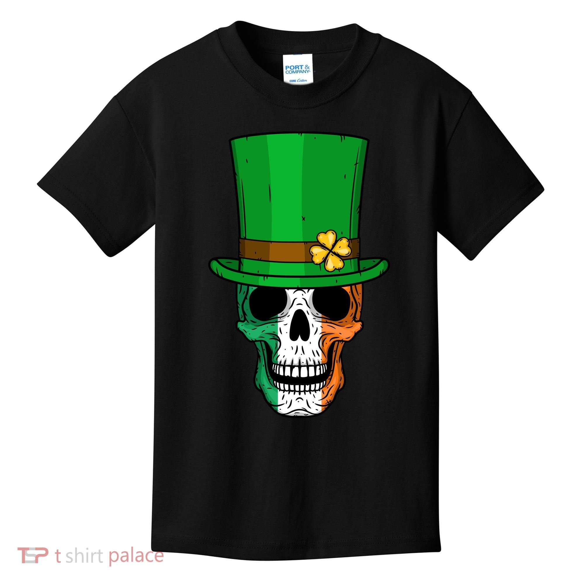 Cool St. Patricks Day Irish Skull Kids T-Shirt