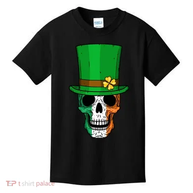 Cool St. Patricks Day Irish Skull Kids T-Shirt