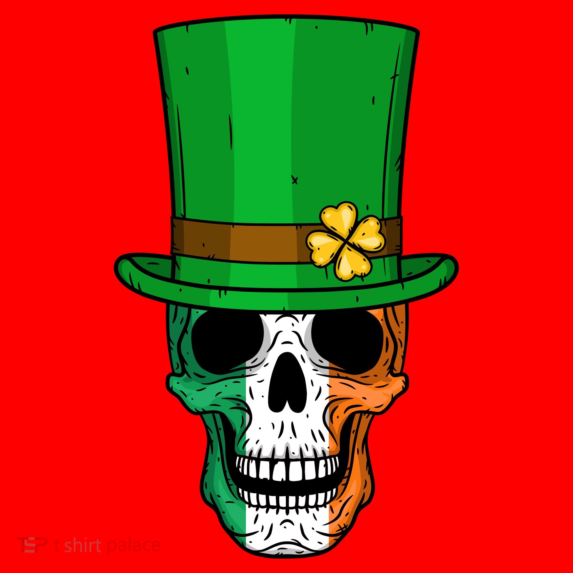 Cool St. Patricks Day Irish Skull Santa Hat