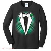 Cool St. Patrick's Day Tuxedo Irish Tux Kids Long Sleeve Shirt thumb 0