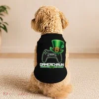 Cool St Patrick's Day Gamerchaun Game Controller Leprechaun Doggie Tank thumb 2