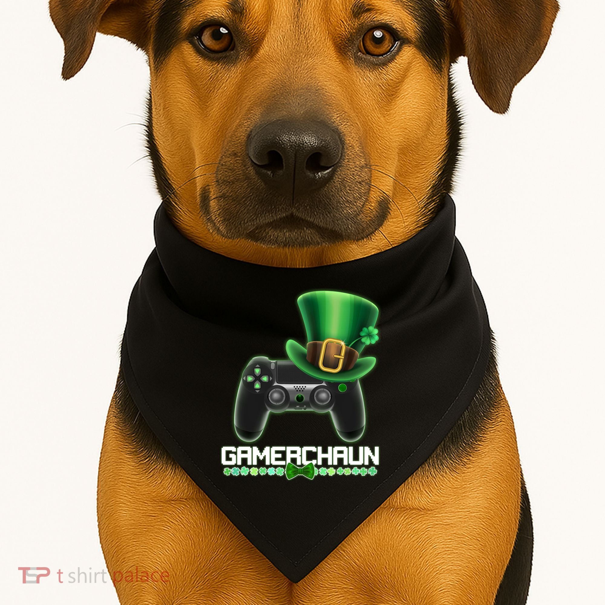 Cool St Patrick's Day Gamerchaun Game Controller Leprechaun USA-Made Doggie Bandana