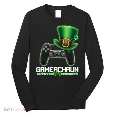 Cool St Patrick's Day Gamerchaun Game Controller Leprechaun Long Sleeve Shirt