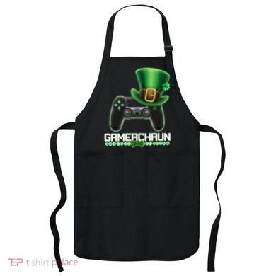 Cool St Patrick's Day Gamerchaun Game Controller Leprechaun Apron