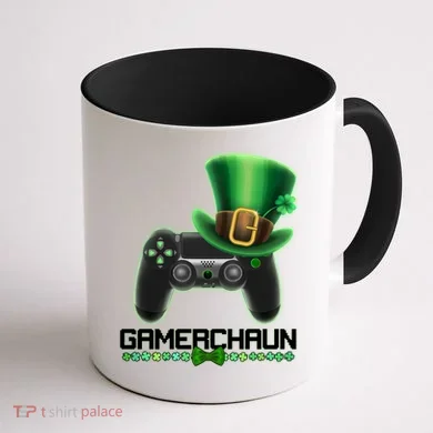 Cool St Patrick's Day Gamerchaun Game Controller Leprechaun Coffee Mug back
