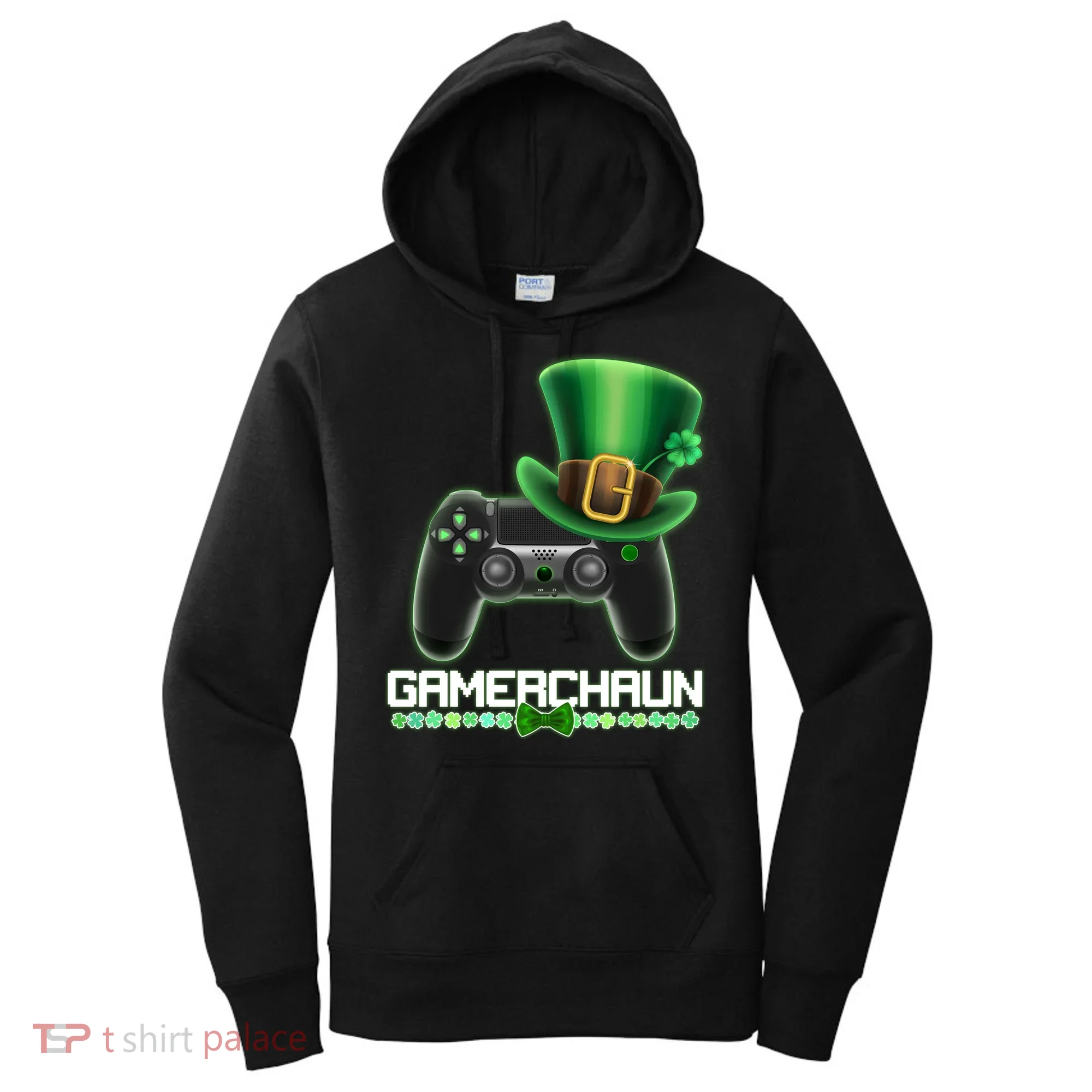 Cool St Patrick's Day Gamerchaun Game Controller Leprechaun Women's Hoodie
