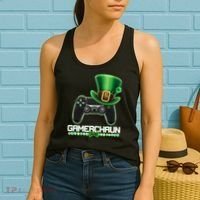 Cool St Patrick's Day Gamerchaun Game Controller Leprechaun Women's Tank Top thumb 2