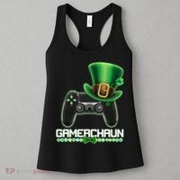 Cool St Patrick's Day Gamerchaun Game Controller Leprechaun Women's Tank Top thumb 3