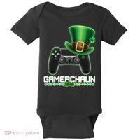 Cool St Patrick's Day Gamerchaun Game Controller Leprechaun Baby Bodysuit thumb 0