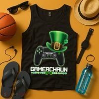 Cool St Patrick's Day Gamerchaun Game Controller Leprechaun Tank Top thumb 4