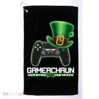 Cool St Patrick's Day Gamerchaun Game Controller Leprechaun Golf Towel thumb 0