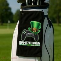 Cool St Patrick's Day Gamerchaun Game Controller Leprechaun Golf Towel thumb 2