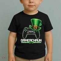 Cool St Patrick's Day Gamerchaun Game Controller Leprechaun Toddler T-Shirt thumb 2