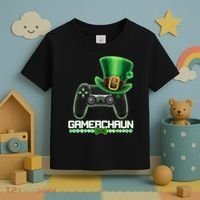 Cool St Patrick's Day Gamerchaun Game Controller Leprechaun Toddler T-Shirt thumb 3