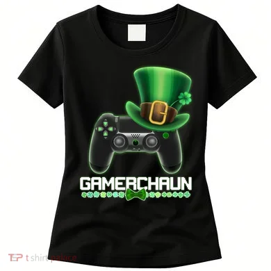 Cool St Patrick's Day Gamerchaun Game Controller Leprechaun Women's T-Shirt