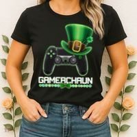 Cool St Patrick's Day Gamerchaun Game Controller Leprechaun Women's T-Shirt thumb 2
