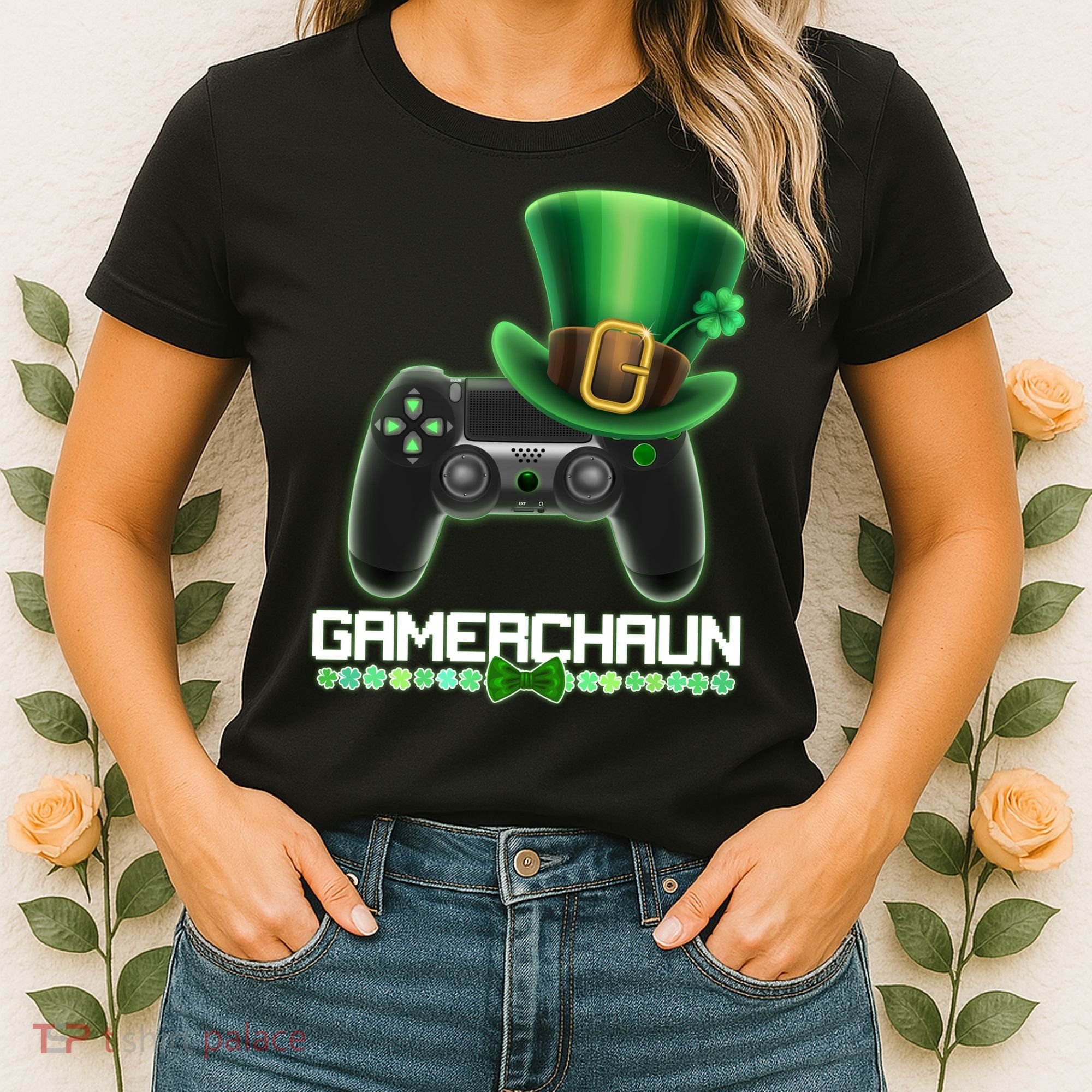 Cool St Patrick's Day Gamerchaun Game Controller Leprechaun Women's T-Shirt
