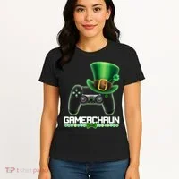 Cool St Patrick's Day Gamerchaun Game Controller Leprechaun Women's T-Shirt thumb 4