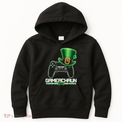 Cool St Patrick's Day Gamerchaun Game Controller Leprechaun Kids Hoodie