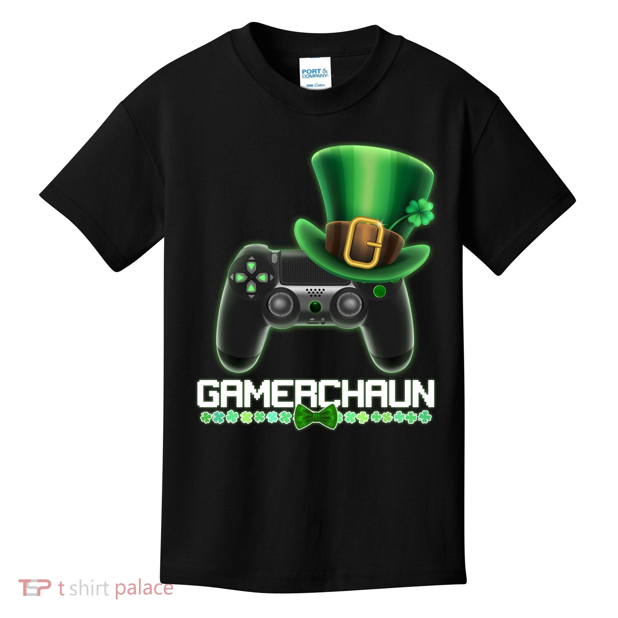 Cool St Patrick's Day Gamerchaun Game Controller Leprechaun Kids T-Shirt
