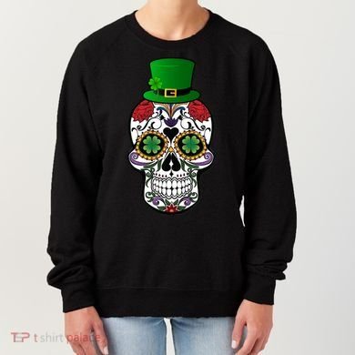 Cool St Patricks Day Irish Day Of The Dead Skull Women's Sweatshirt