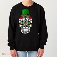 Cool St Patricks Day Irish Day Of The Dead Skull Women's Sweatshirt thumb 0