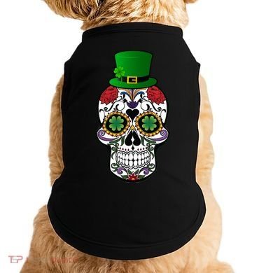 Cool St Patricks Day Irish Day Of The Dead Skull Doggie Tank